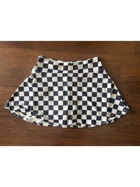SHEIN Checkerboard Tennis Skirt Skort Womens Small Black White Y2K